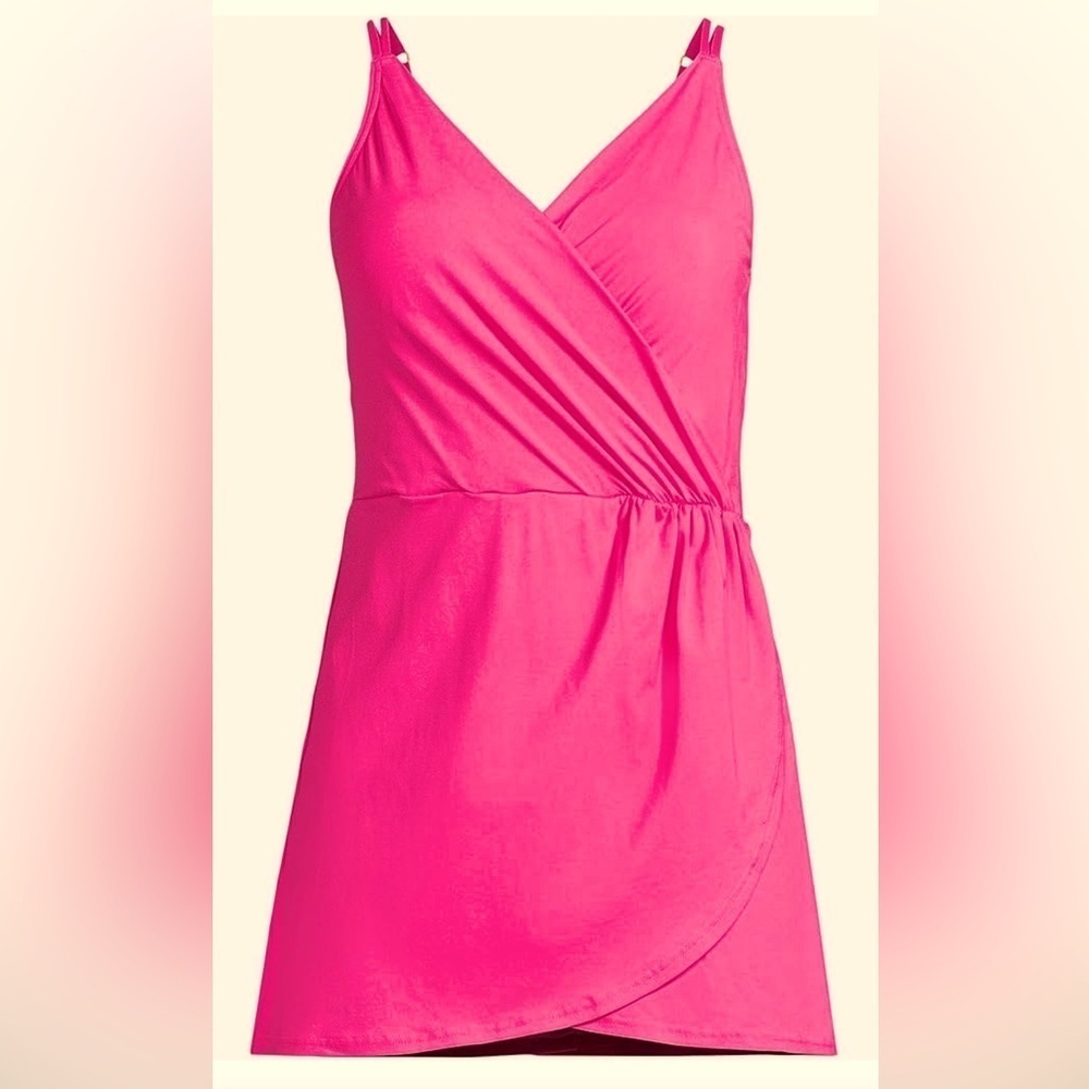 NWT Lands' End Chlorine Resistant Tulip Wrap Swim Dress One Piece Swimsuit - Picture 3 of 5